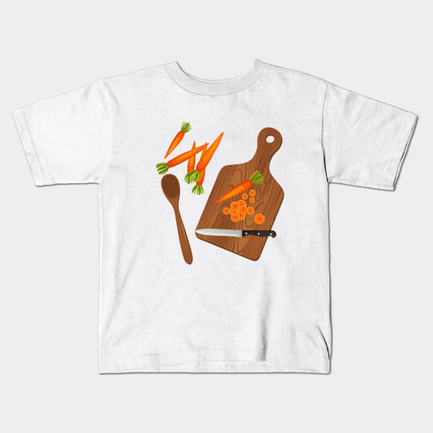 Carrot Chopping Kids T-Shirt by SWON Design